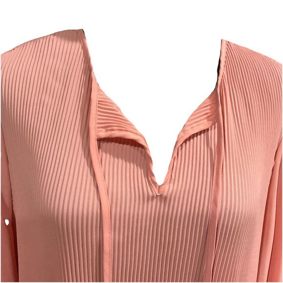 Simply Vera Vera Wang Women Pink Long Sleeve Blouse XL Pleated Chiffon Flowy - Picture 2 of 11